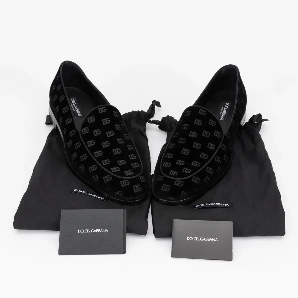 Dolce & Gabbana Men Monogram Smoking Slippers Black Size 12 (New/Defect)